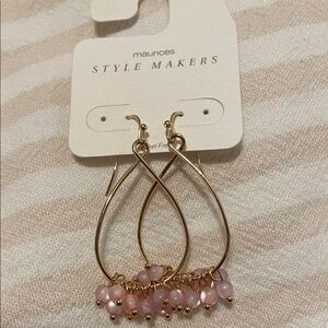 FREE in bundle NWT Maurices Gold Teardrop Earrings with Pink Beads
